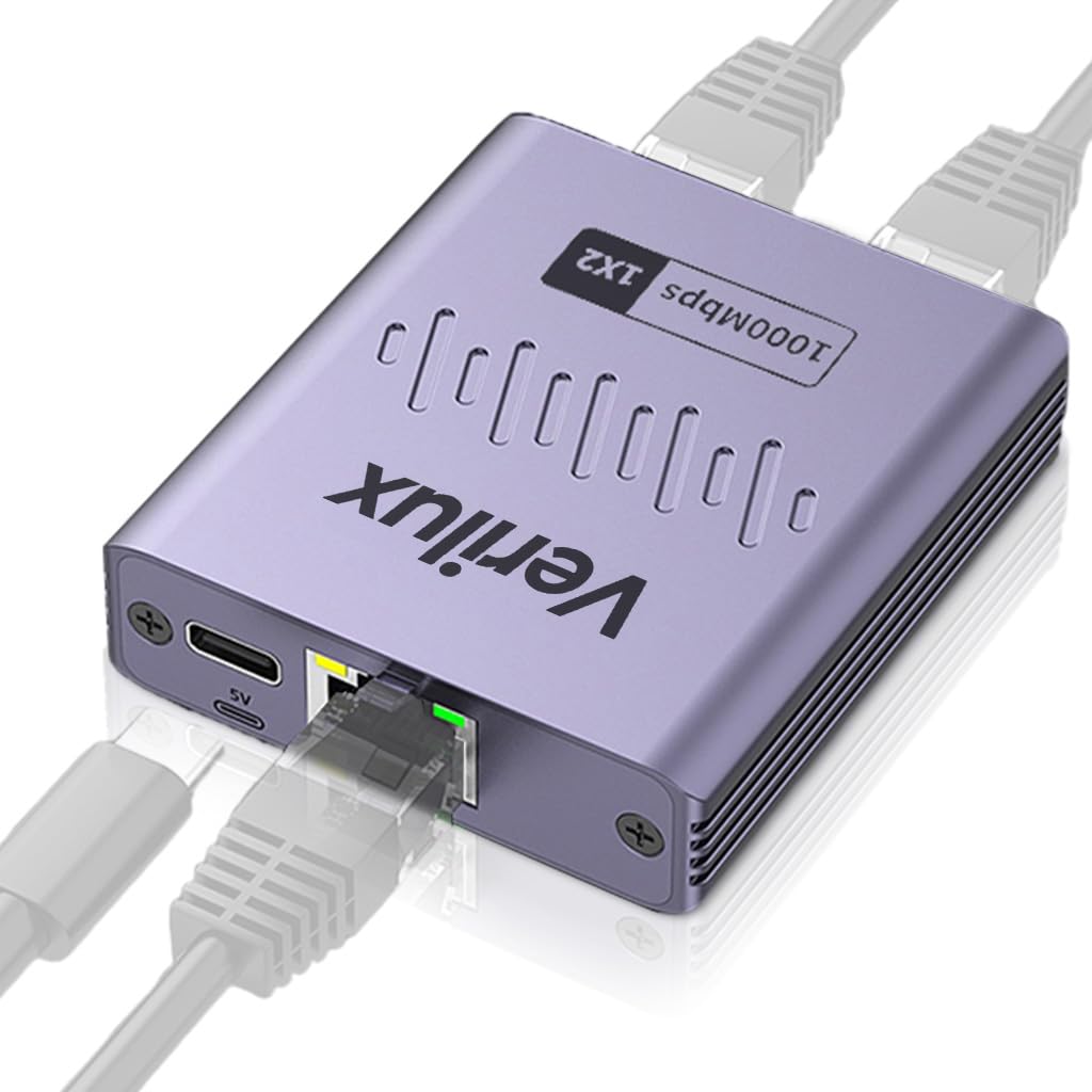 Verilux 1000Mbps RJ45 Gigabit Ethernet Splitter Network Splitter 1 to 2 Gigabit Ethernet Adapter Ethernet Splitter Network Extender RJ45 Connector Internet Network Cable Extender for PC TV Box Router Verilux 1000Mbps RJ45 Gigabit Ethernet Splitter Network Splitter 1 to 2 Gigabit Ethernet Adapter Ethernet Splitter Network Extender RJ45 Connector Internet Network Cable Extender for PC TV Box Router